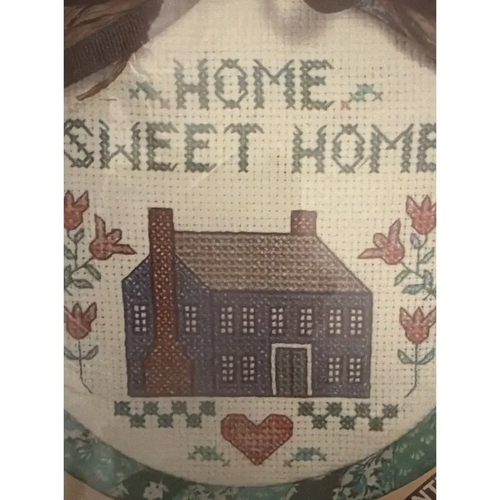 VINTAGE Janlynn Counted Cross Stitch Kit #02-66 Home Sweet Home 1987 Rag Wrap